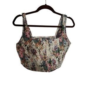 Wild Fable Floral Tapestry Crop Top Size Large Boho Vintage Square Neck